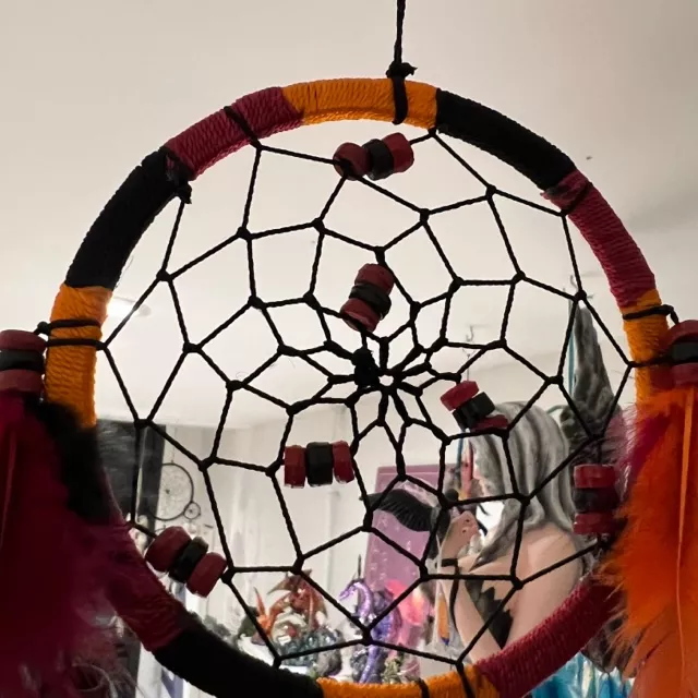 Capteur de rêve ou Dreamcatcher orangé/rouge – Image 5