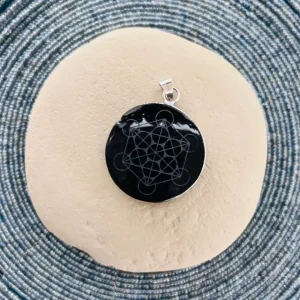 Cube de Metatron, pendentif obsidienne noire
